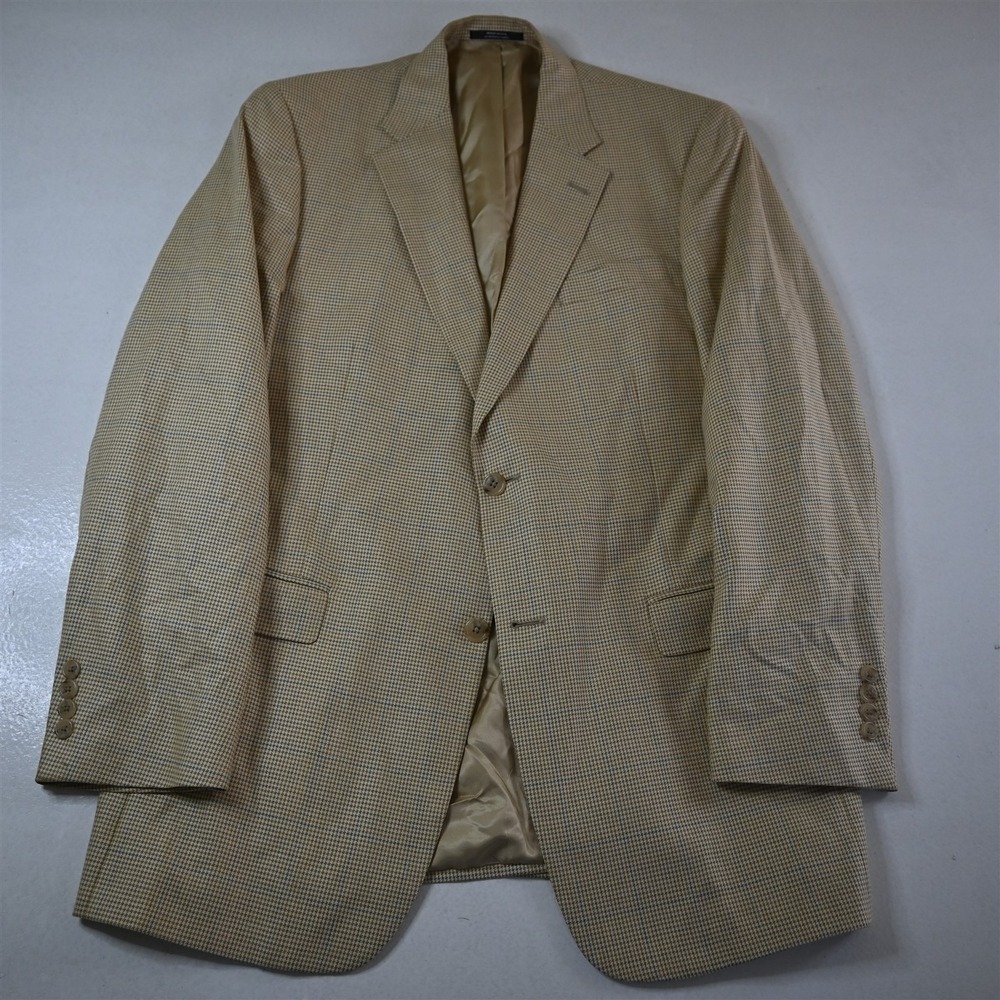 Austin Reed 42L Yellow Gold Houndstooth Check Wool Mens Blazer Jacket Sport Coat